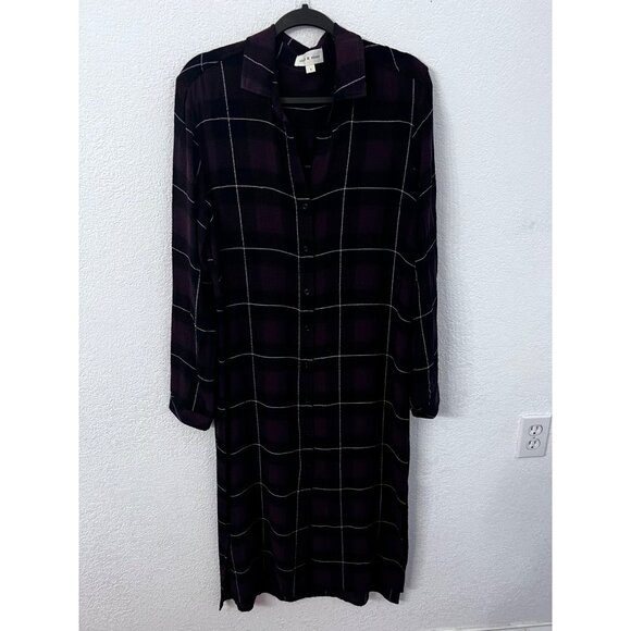 Cloth & Stone Plaid Button-Down Dress L - Picture 1 of 6